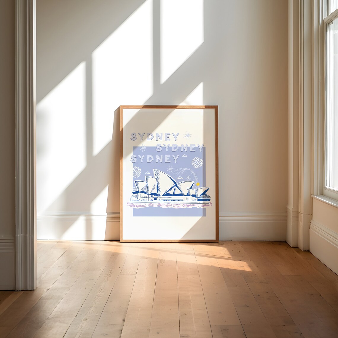 Sydney Opera House Australia Blue Hand Drawn Illustration Poster - Image 3
