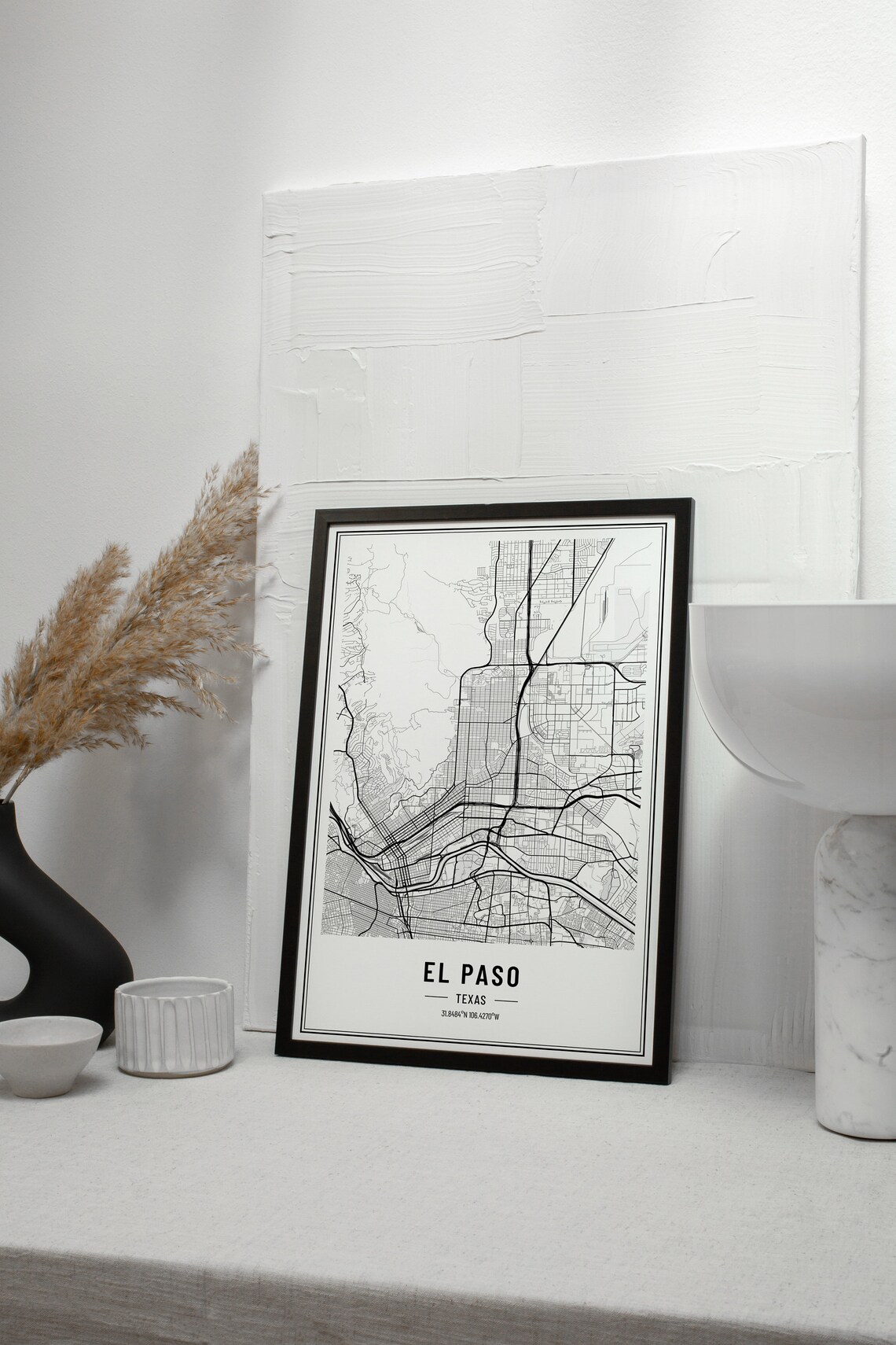 El Paso Texas City Map Minimalist Street Line Art Wall Poster - Image 3