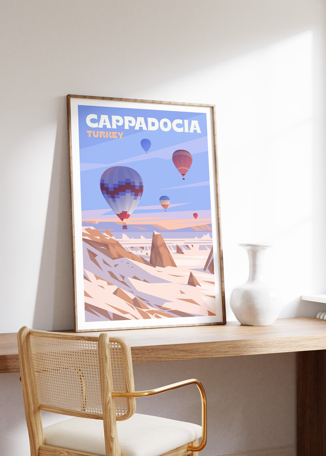 Cappadocia Turkey Hot Air Balloons Desert Landscape Travel Poster - Image 3