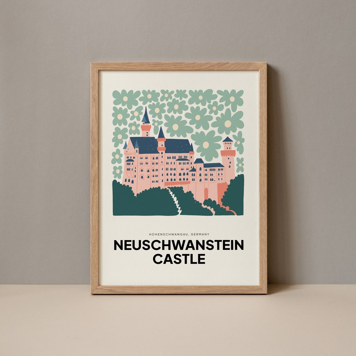 Neuschwanstein Castle Germany Abstract Floral Gallery Art Poster
