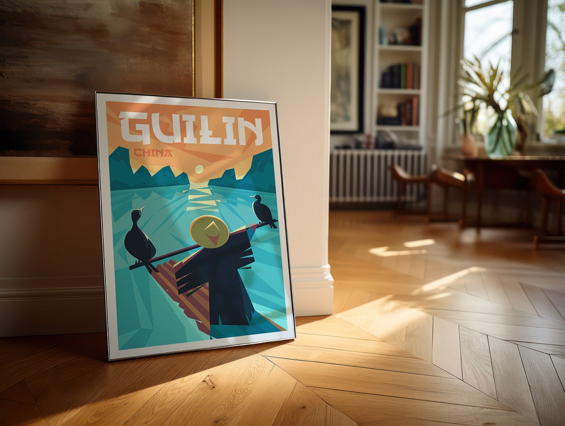Guilin China Travel Poster Guilin China Print Guilin China Poster Guilin China Travel Gift Illustration Art Guilin China - Image 5