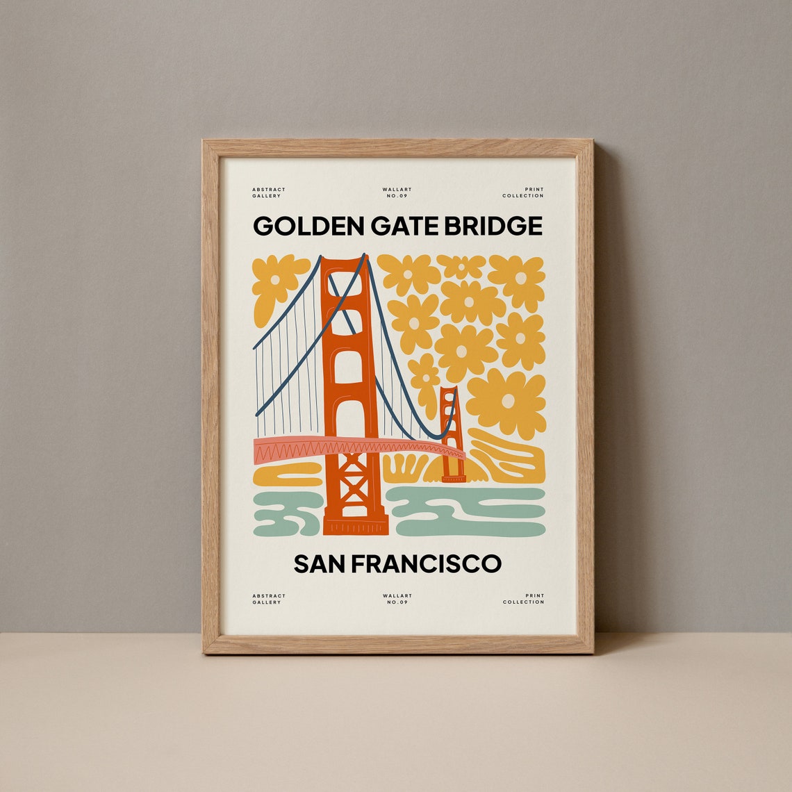 Golden Gate Bridge San Francisco Floral Abstract Art Wall Poster