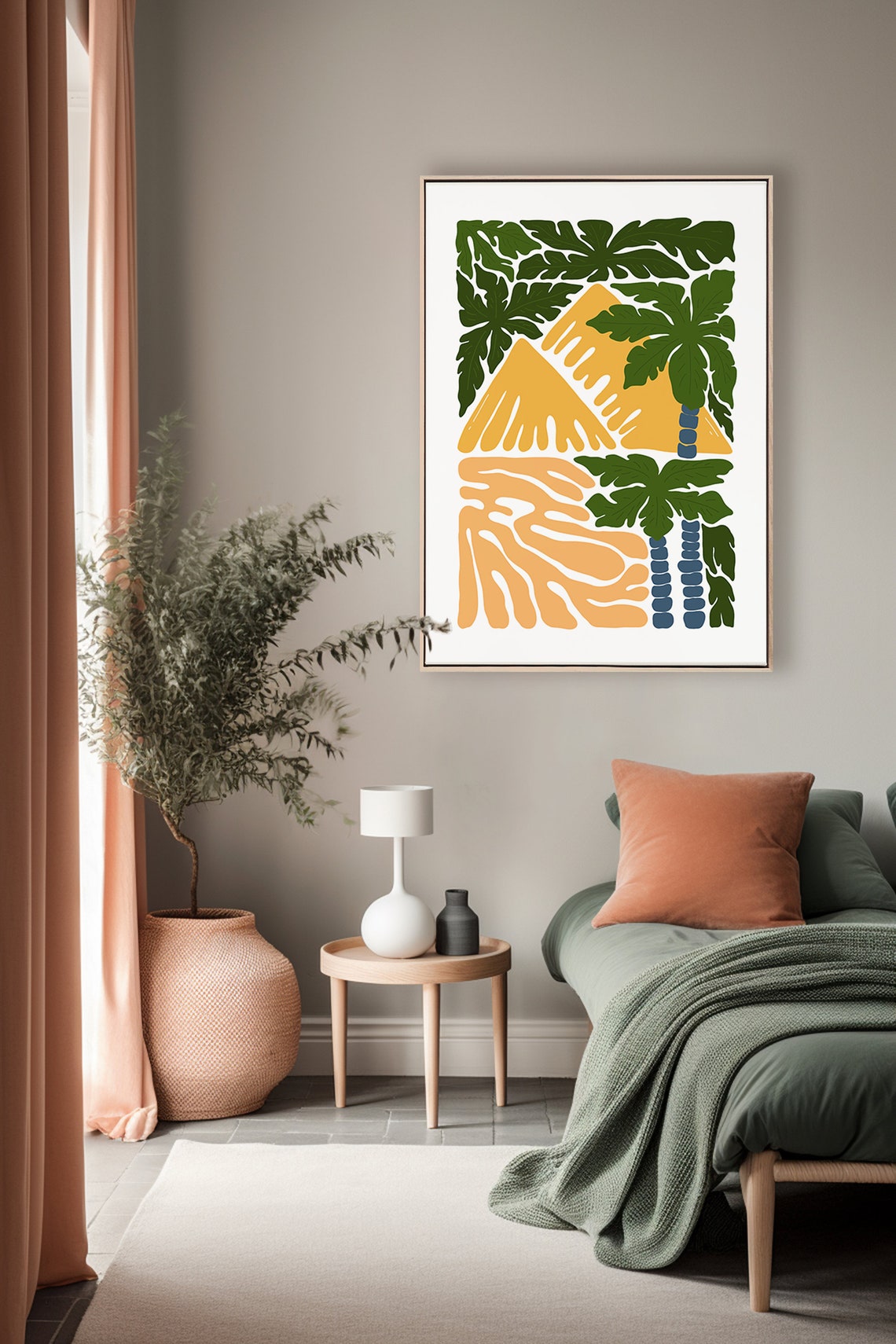 Abstract Desert Oasis Palm Trees Warm Sunset Modern Landscape Poster - Image 4