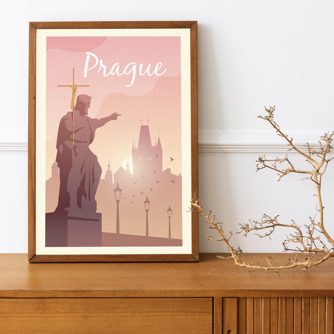 Prague Charles Bridge Statue Sunrise Czech Republic Travel Poster - Image 4