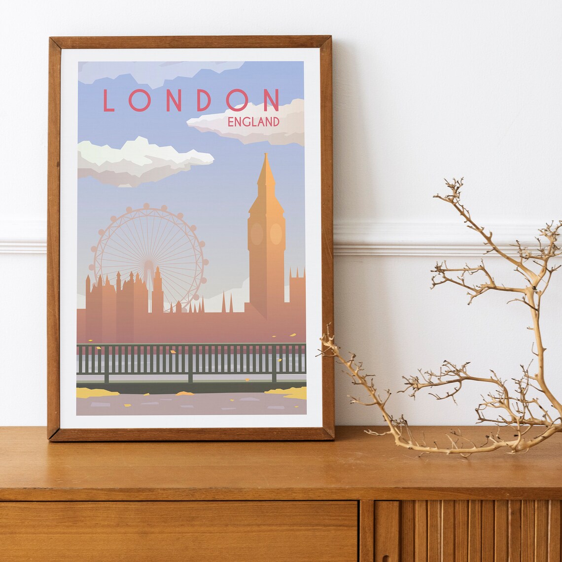 London England London Eye Big Ben Westminster Skyline Poster Art - Image 4
