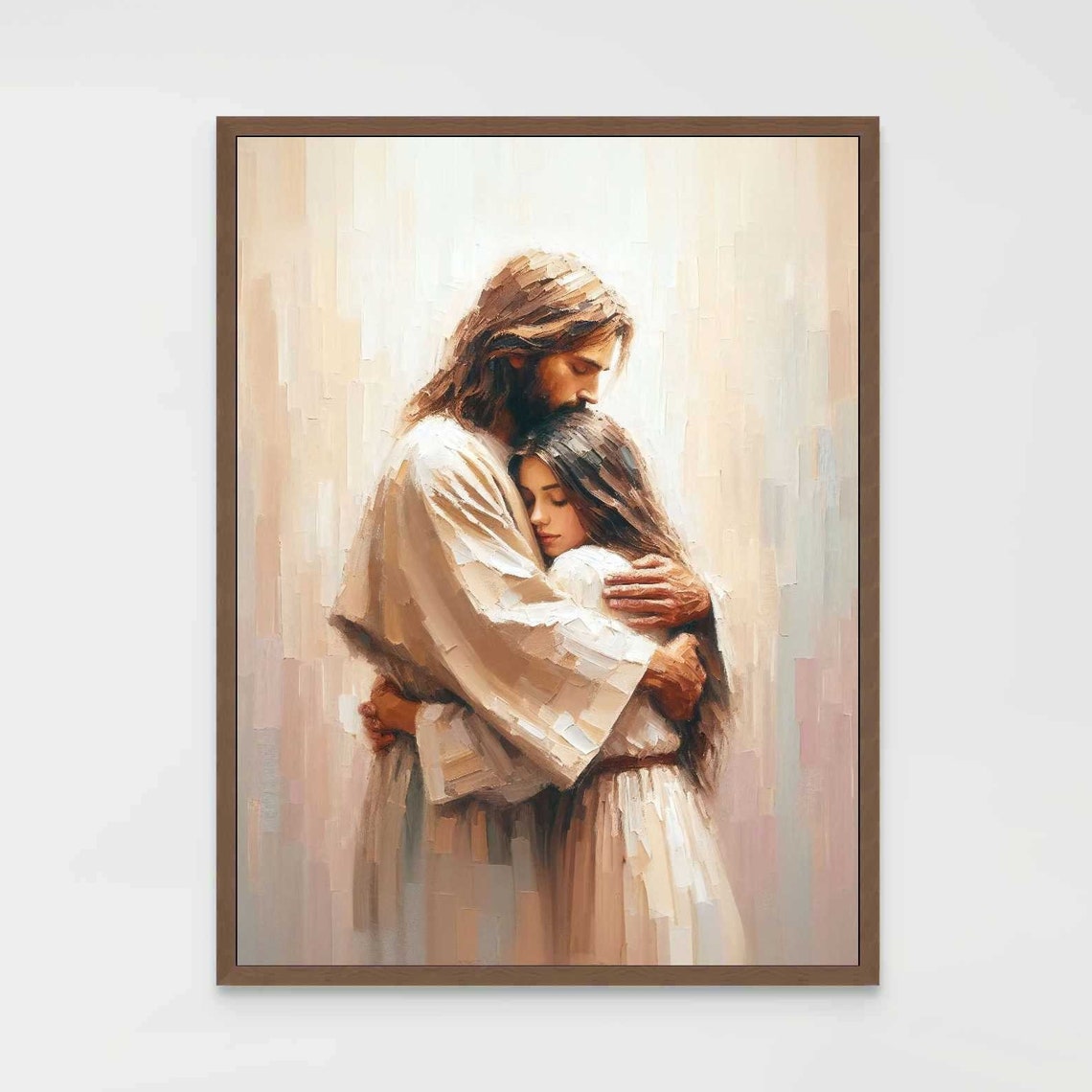 Jesus Hugging Woman Christian Art, Bible Verse