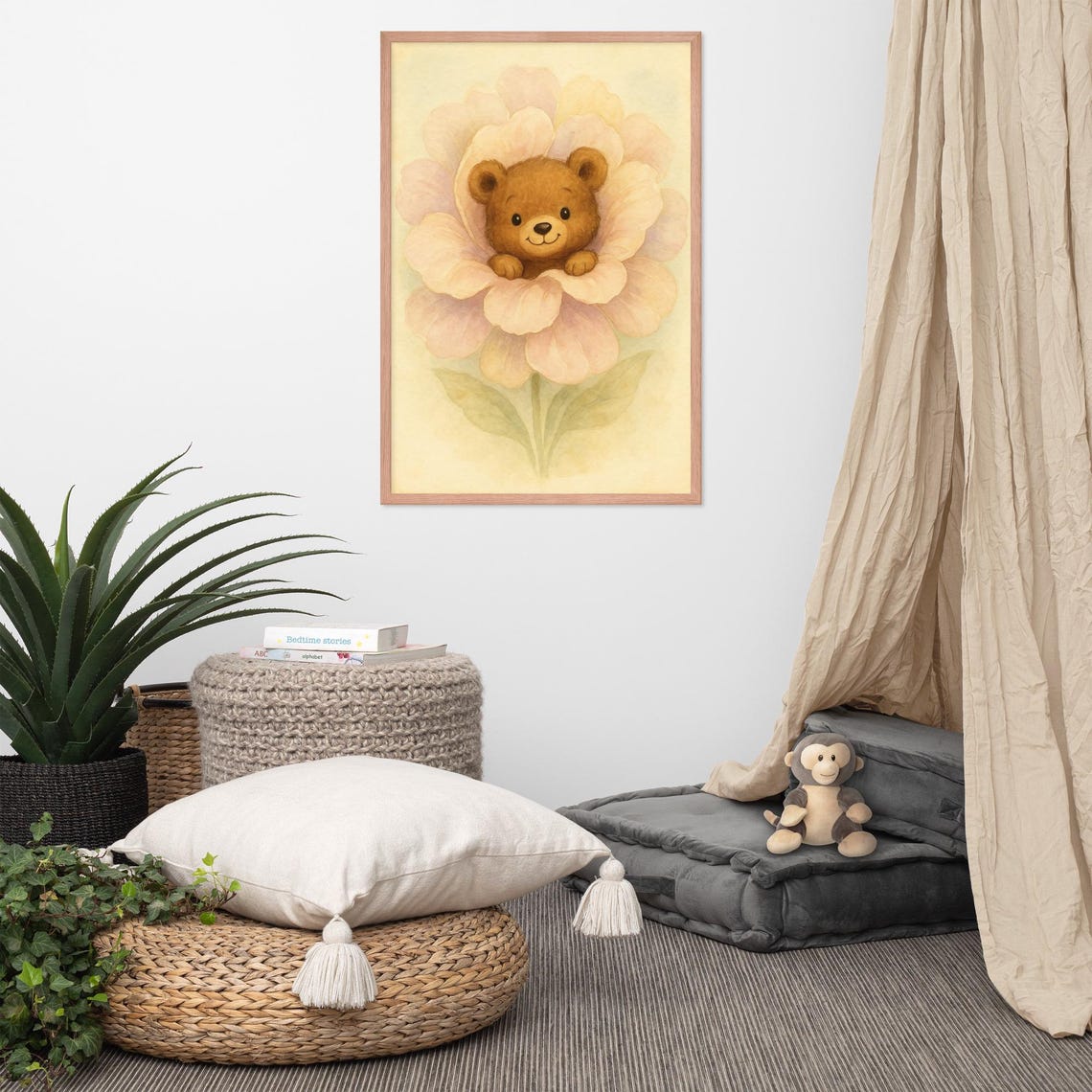 Teddy Bear In Flower, Baby Nursery Decor Poster - Image 3