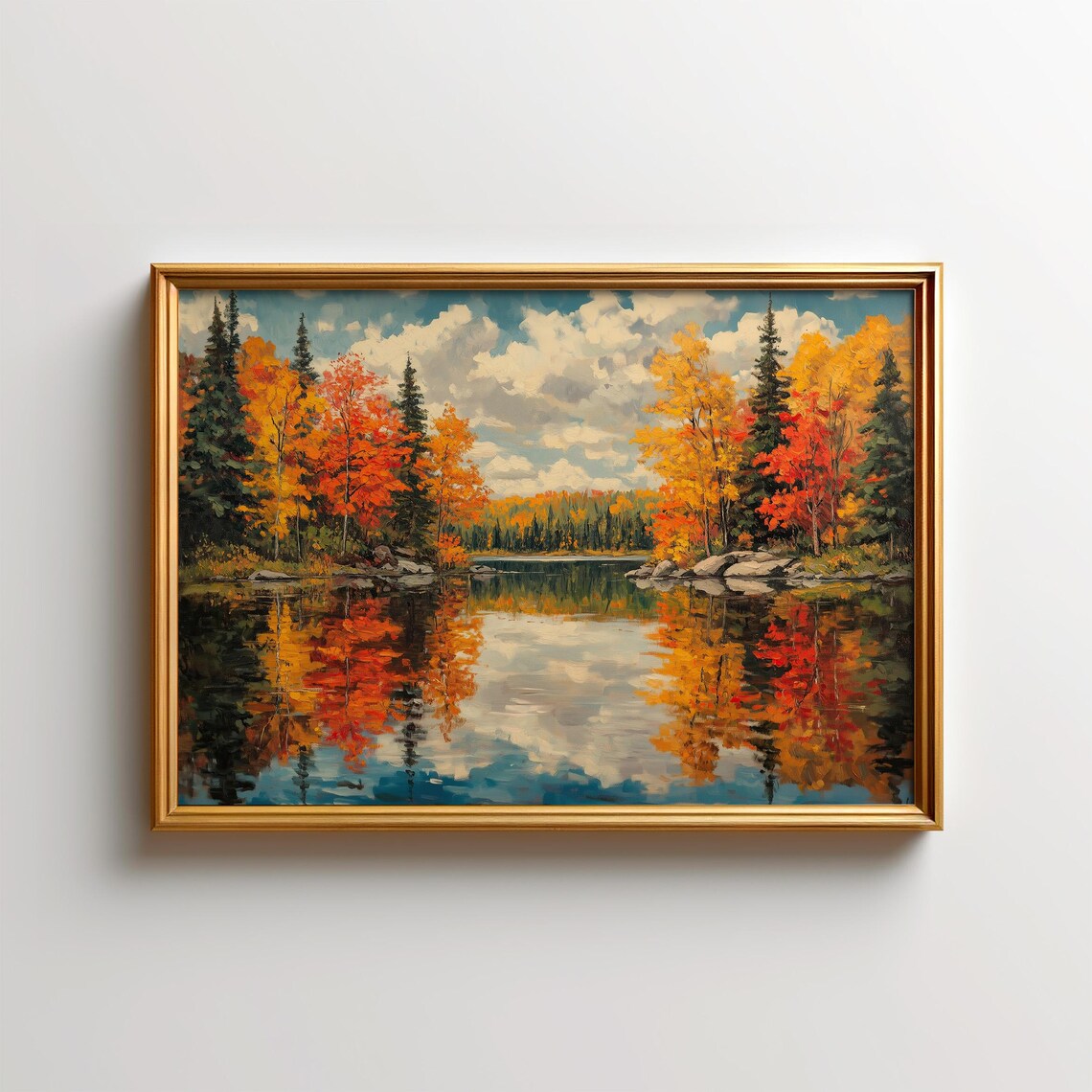 Lake Superior Autumn Painting, Minnesota Art Print