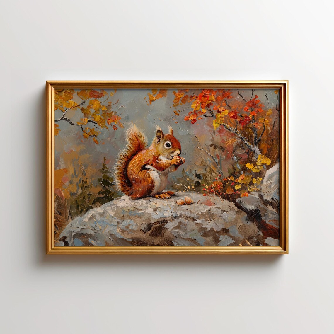 Red Squirrel Painting Art Print, North Wildlife Decor