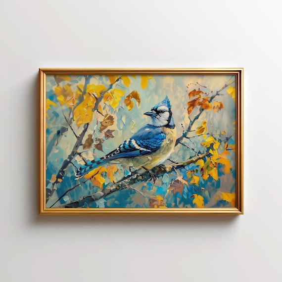 Blue Jay Painting, North America Wildlife Art Print