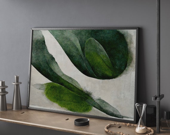 Textured Abstract Art Print Green Contemporary Painting