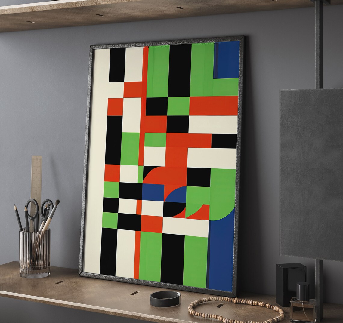 Abstract Geometric Art Print, Mid-Century Modern