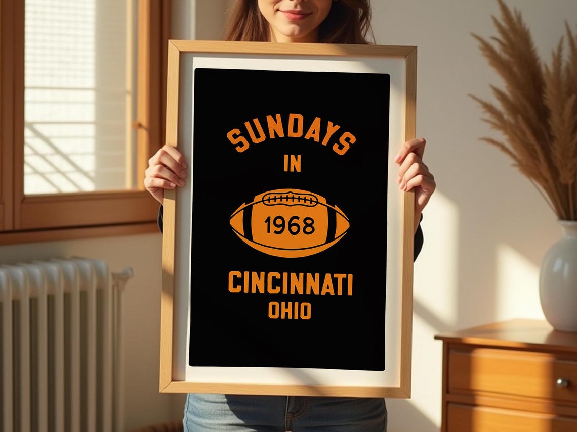 Sundays in Cincinnati Ohio 1968 Vintage Football Fan Gift Poster - Image 2