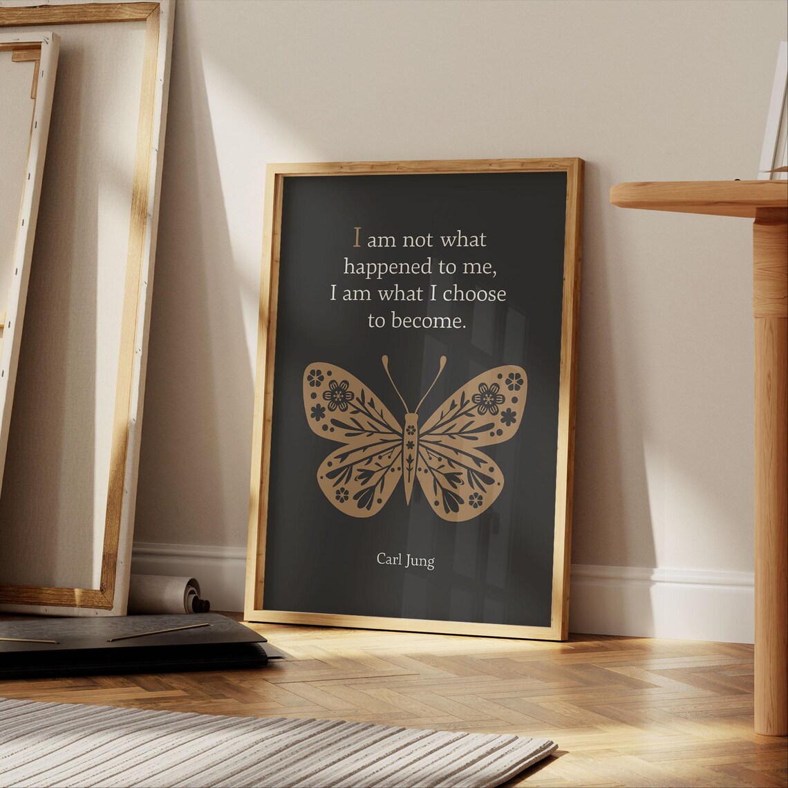 Carl Jung Quote I Am What I Choose To Become Gold Butterfly Poster - Image 3