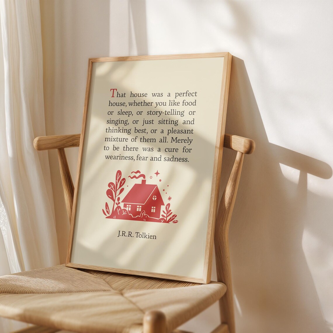 JRR Tolkien That House Was A Perfect House Red Cottage Quote Poster - Image 2