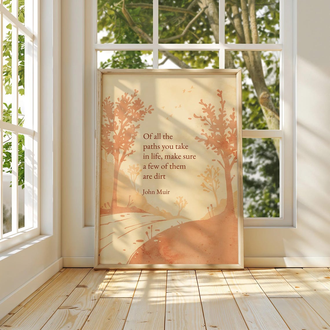 John Muir Dirt Paths Quote Watercolor Nature Trail Adventure Poster - Image 3