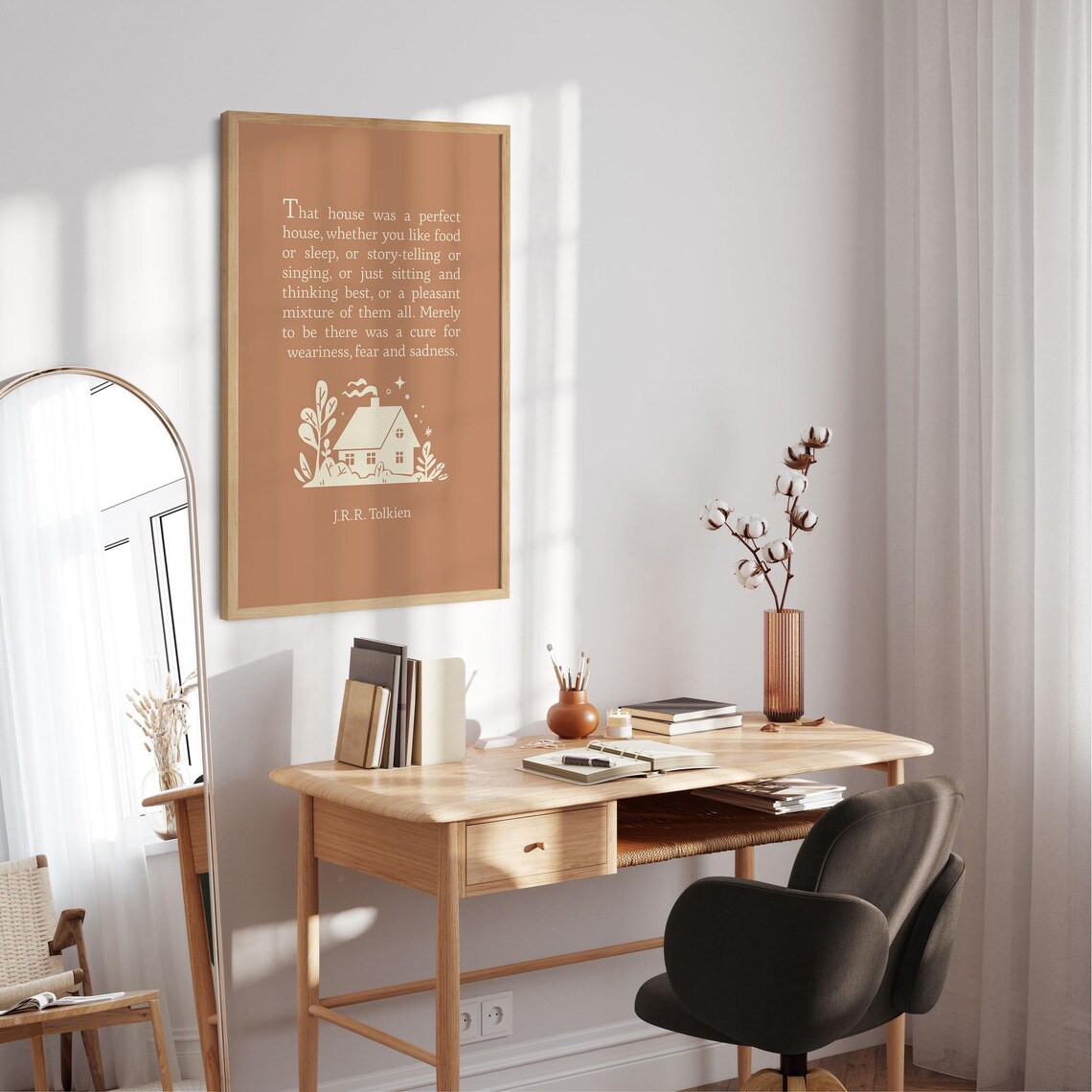 JRR Tolkien Quote That House Was A Perfect House Terracotta Poster - Image 3