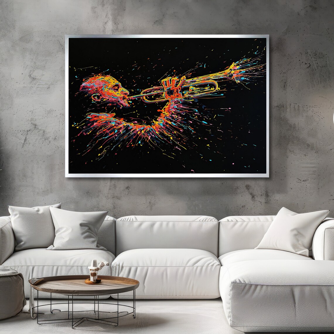 Colorful Jazz Trumpet Player Neon Splash Music Energy Poster - Image 2