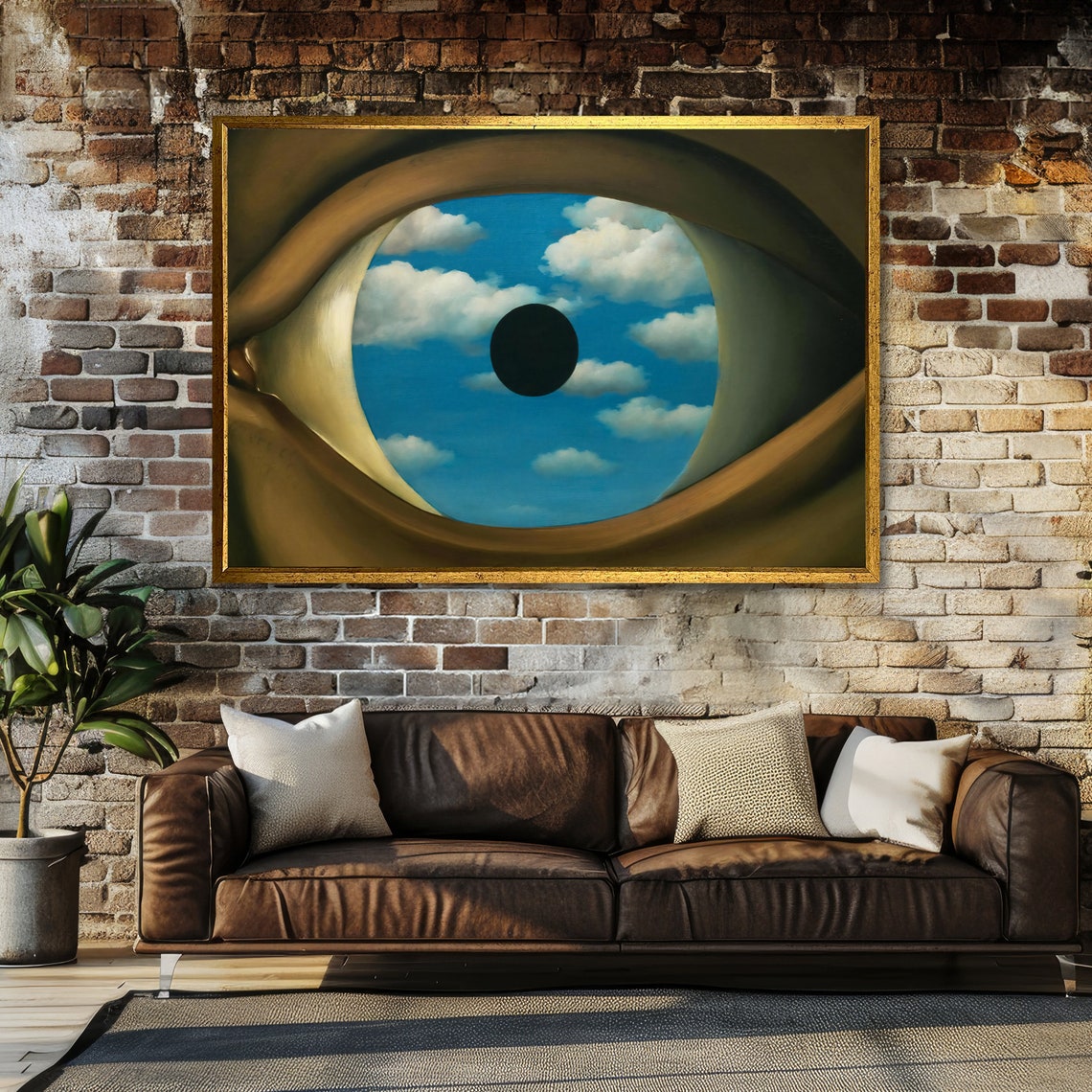 Magritte The False Mirror Giant Eye with Cloudy Blue Sky Poster - Image 3