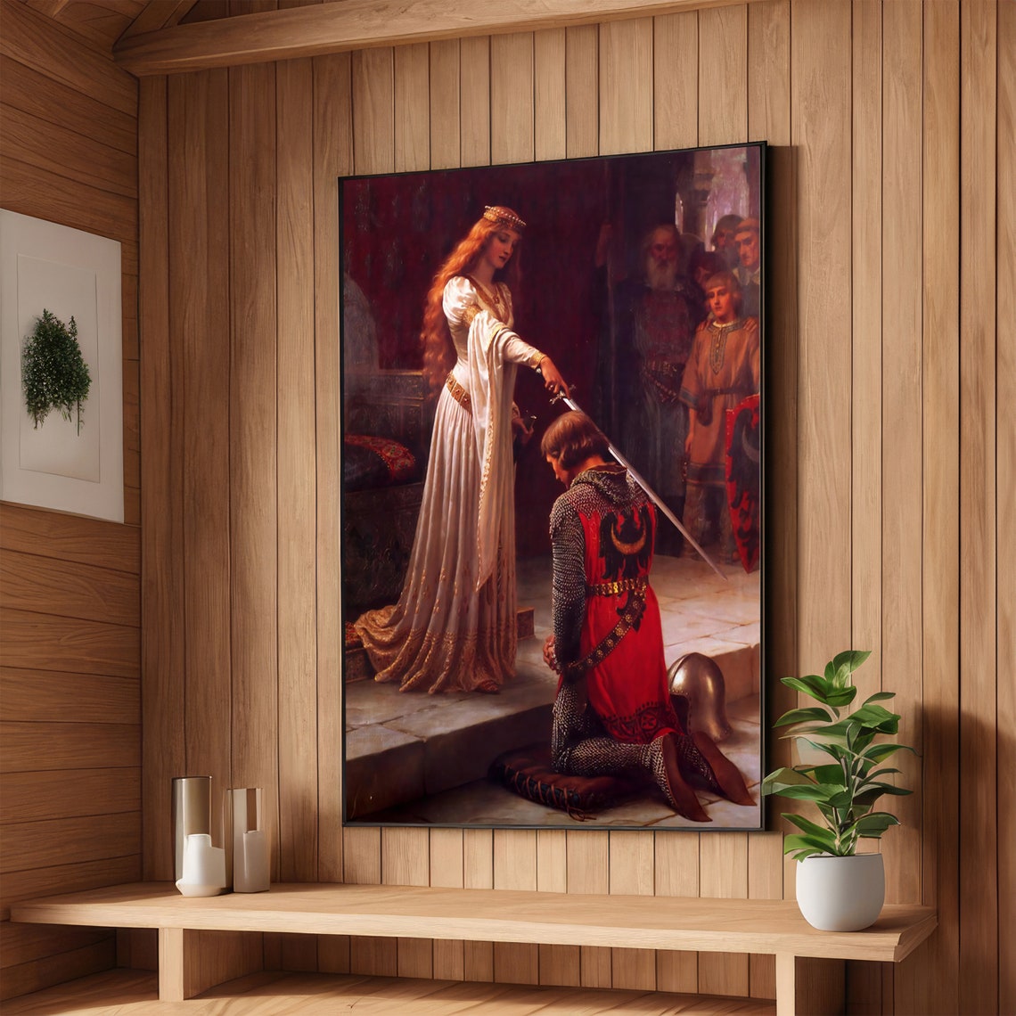 The Accolade Knighting Ceremony Leighton Medieval Chivalry Art Poster