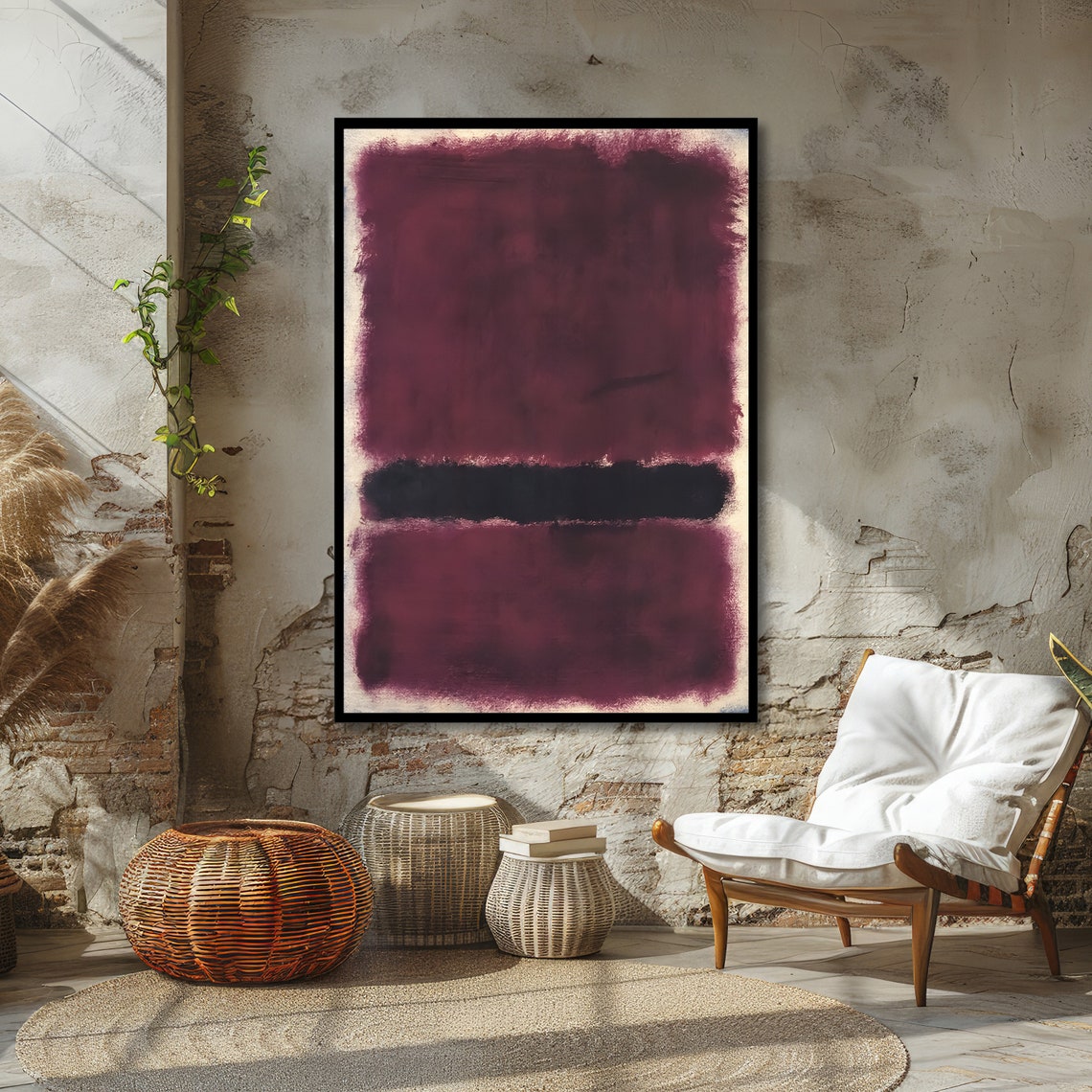 Wine Purple and Black Rothko-Inspired Color Block Art Poster - Image 4