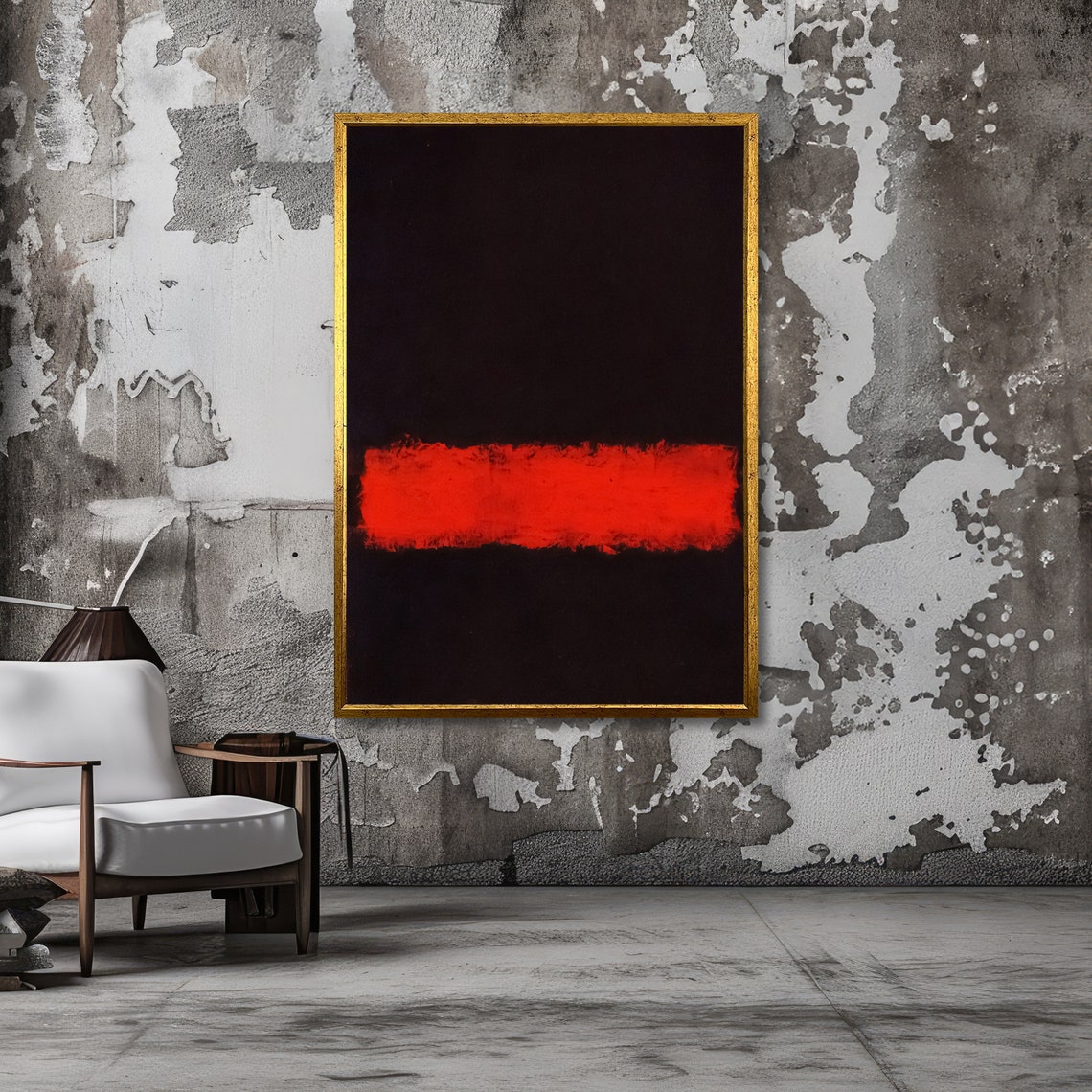 Glowing Red Band on Black Abstract Poster in Dramatic Rothko Style - Image 3