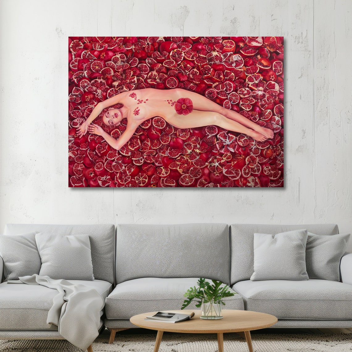 Pomegranate Woman Sensual Nude Fruit Still Life Artwork Poster - Image 5