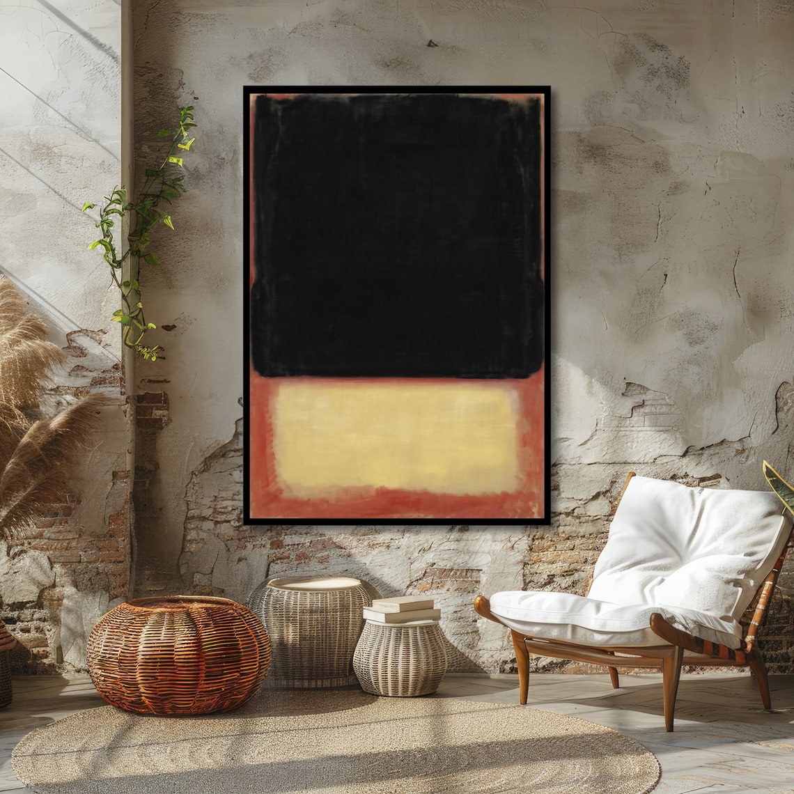Sunset Horizon Abstract Rothko Inspired Yellow And Black Ready To Hang Modern Art - Image 2