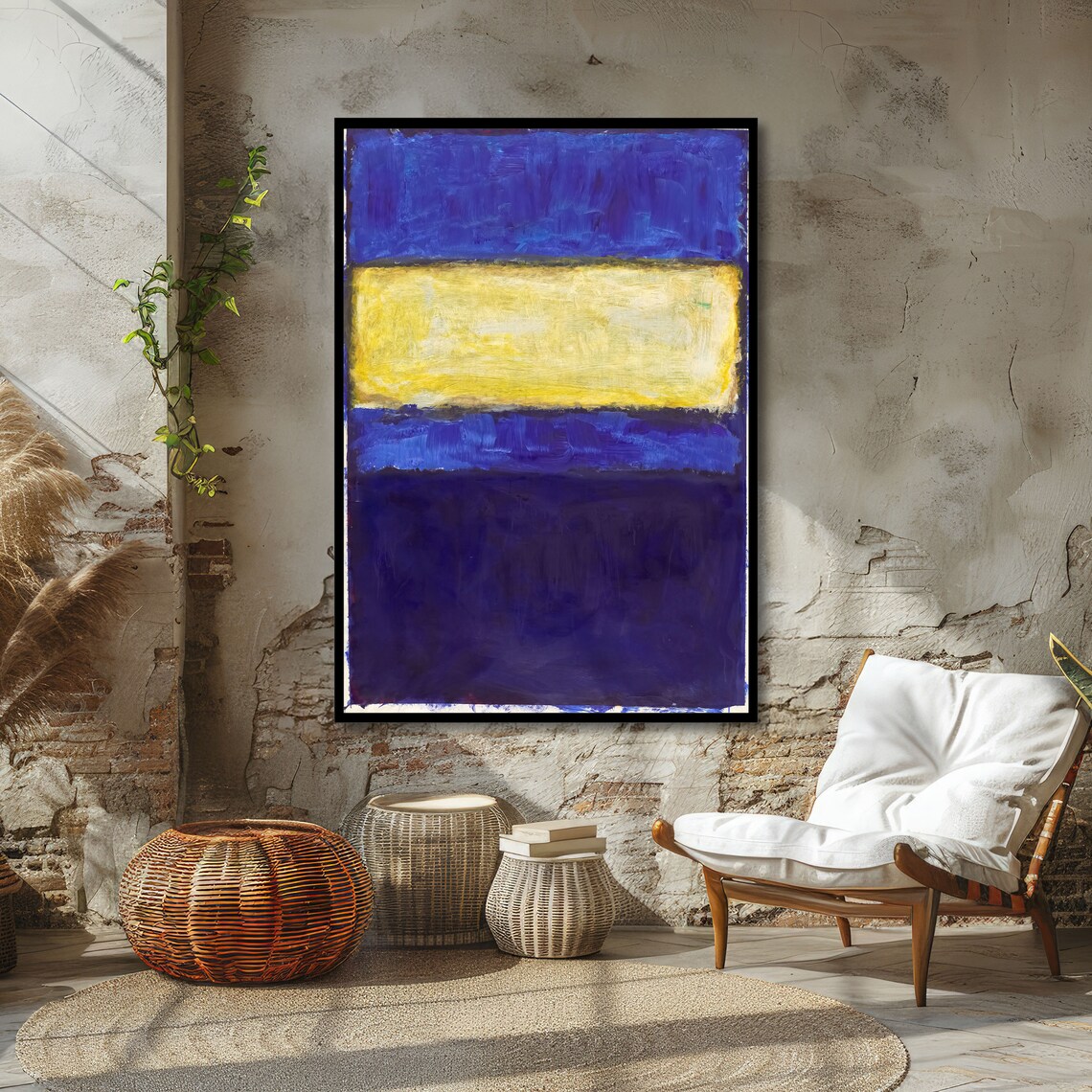 Deep Blue and Yellow Rothko-Inspired Color Field Artwork Poster - Image 5