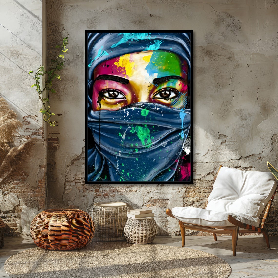 Veiled Woman Rainbow Eyes Graffiti Portrait Street Art Poster - Image 5