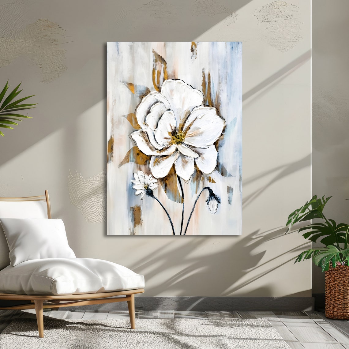 White Blossom Abstract Floral Painting Soft Modern Decor Poster - Image 5
