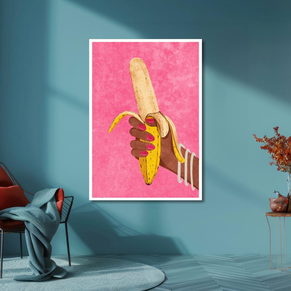 Banana Pop Art Bold Hand Holding Banana Fun Wall Decor Ready To Hang - Image 6