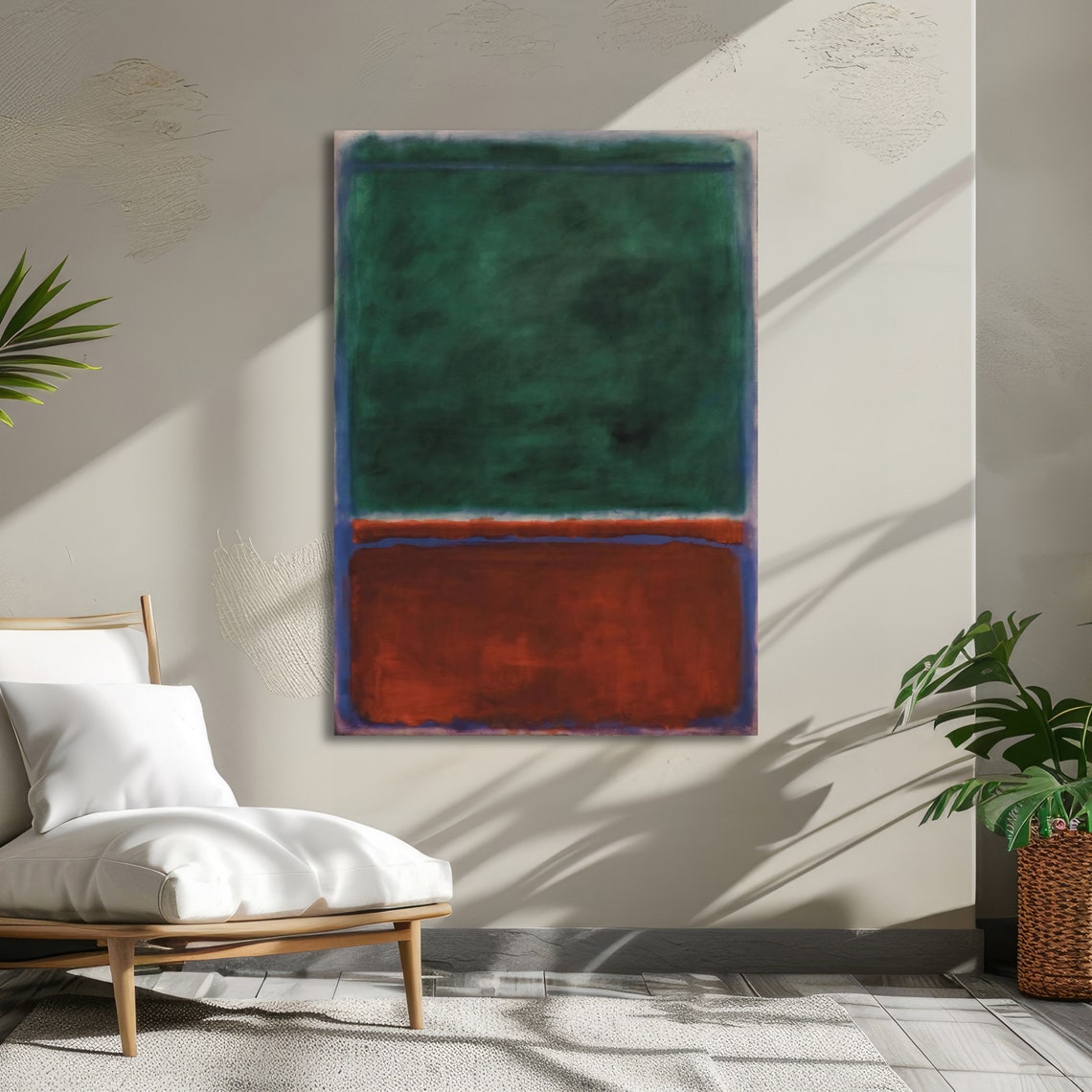 Forest Green and Rust Red Rothko-Inspired Color Field Poster - Image 5