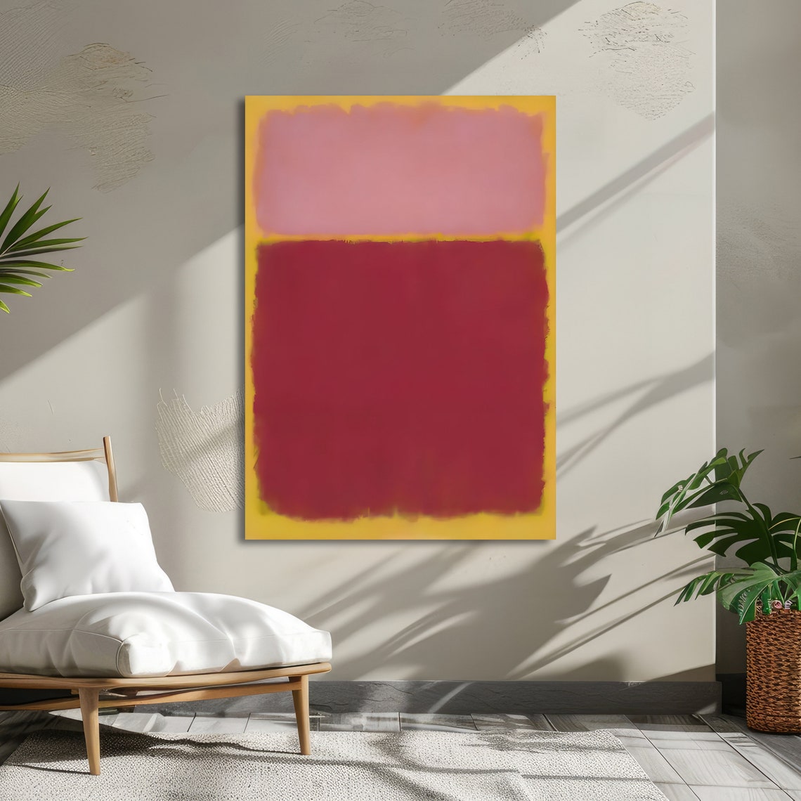 Tender Blush Pink and Crimson Rothko Style Abstract Color Poster - Image 5