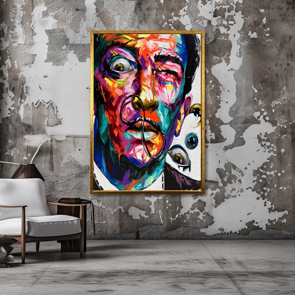 Salvador Dali Inspired Colorful Surreal Portrait Vibrant Art Poster - Image 6