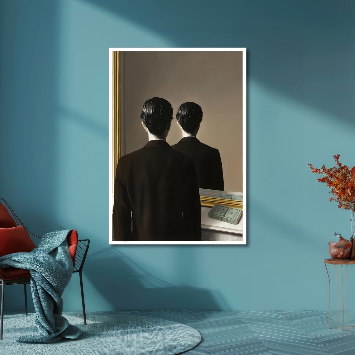 Magritte Not to Be Reproduced Man Facing Mirror Surreal Poster - Image 6