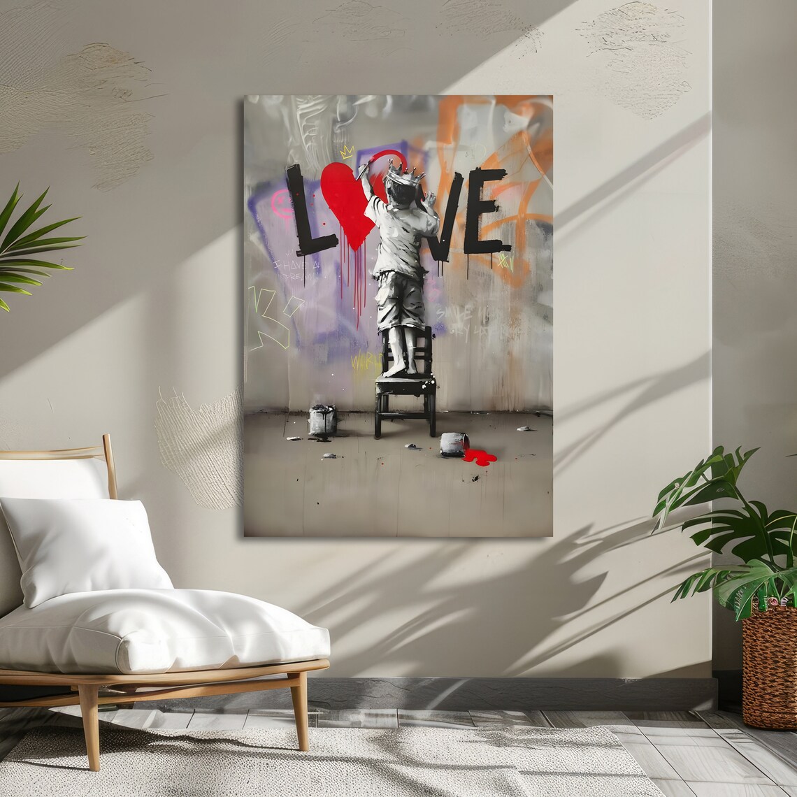 Boy Painting LOVE Heart Graffiti Street Art Urban Decor Poster - Image 5