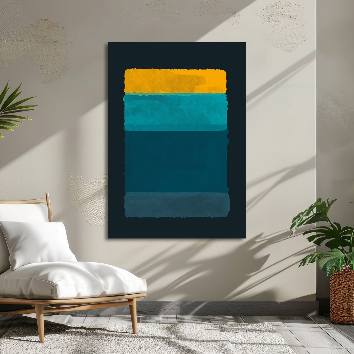 Bright Golden Yellow and Teal Abstract Poster in Rothko Style - Image 4