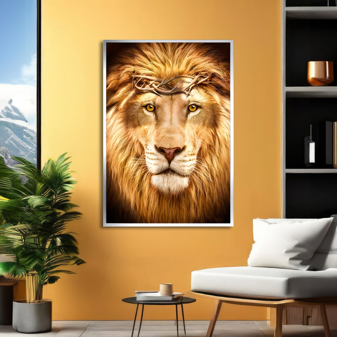 Lion of Judah Crowned with Thorns Majestic Religious Wall Poster - Image 2
