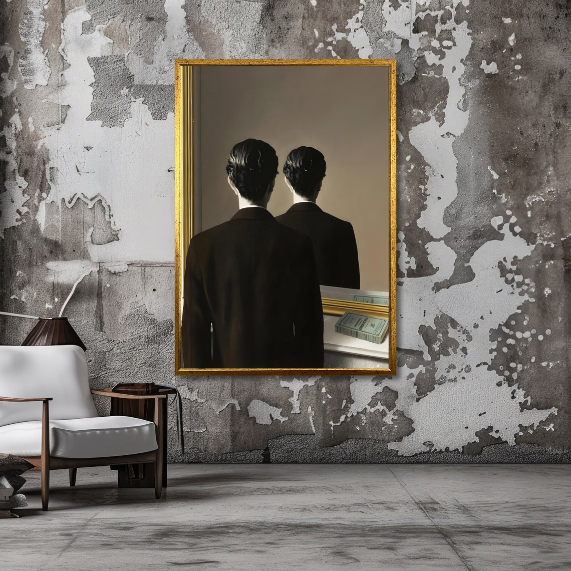 Magritte Not to Be Reproduced Man Facing Mirror Surreal Poster - Image 2