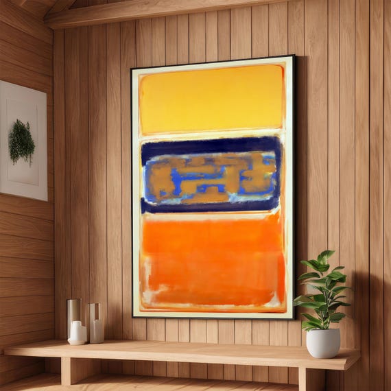 Abstract Expressionist Bold Orange And Yellow Color Block Art Modern Wall Decor Rothko Style Painting Print