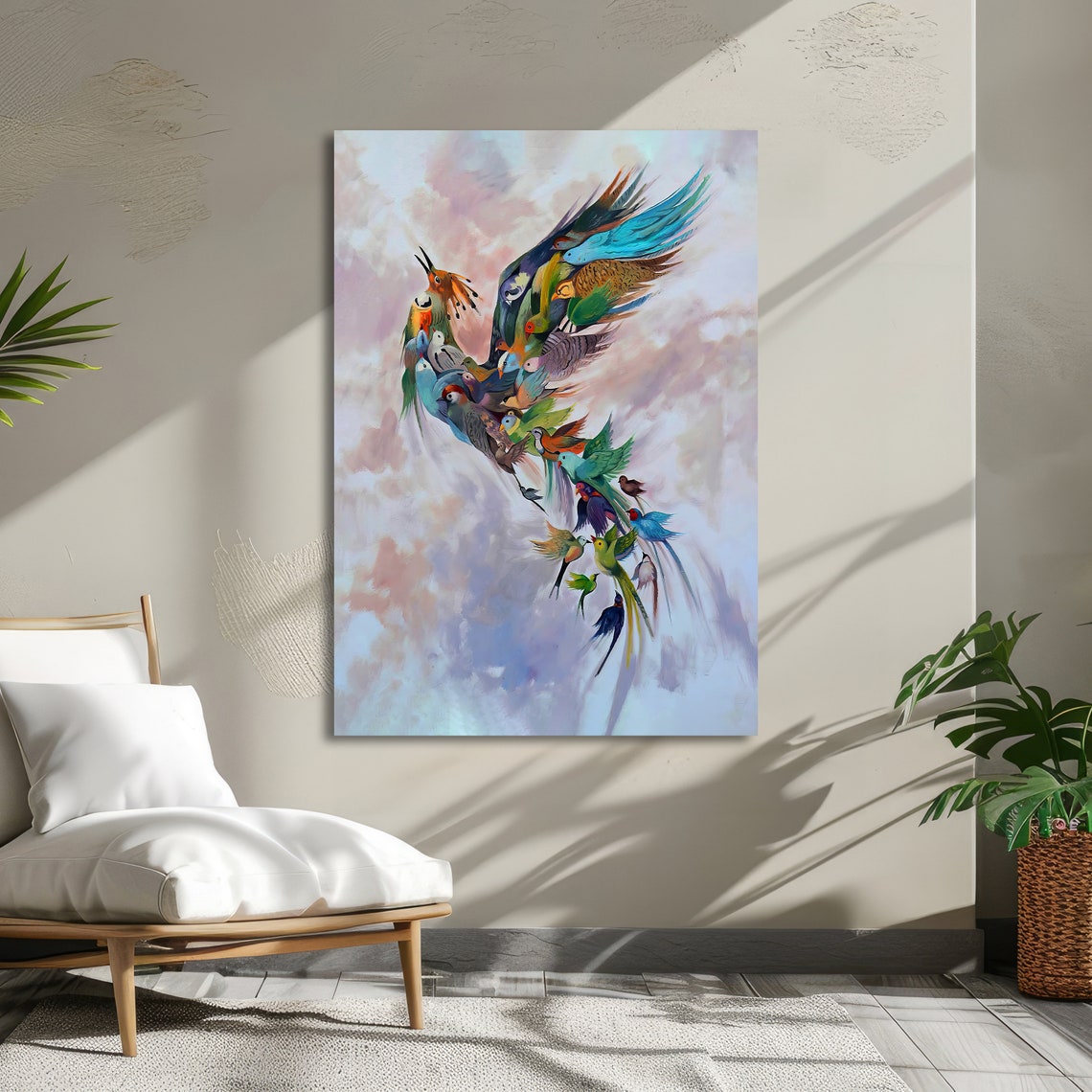 Colorful Birds Forming Giant Bird in Flight Freedom Art Poster - Image 3