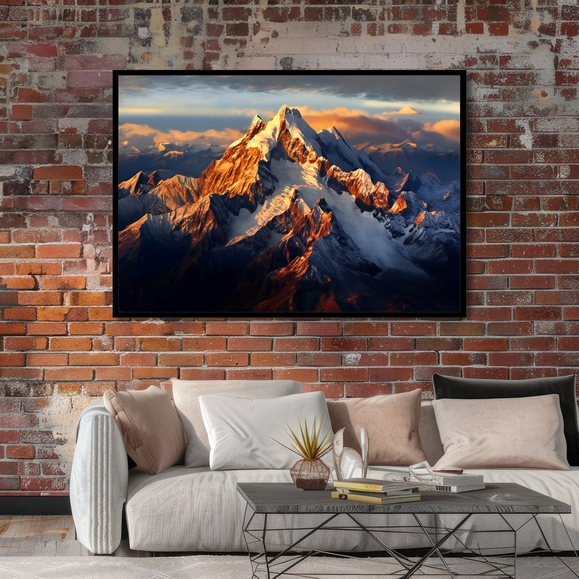 Himalayan Sunset Majesty Mountain Landscape Art Sunset Peak Painting Ready To Hang - Image 6
