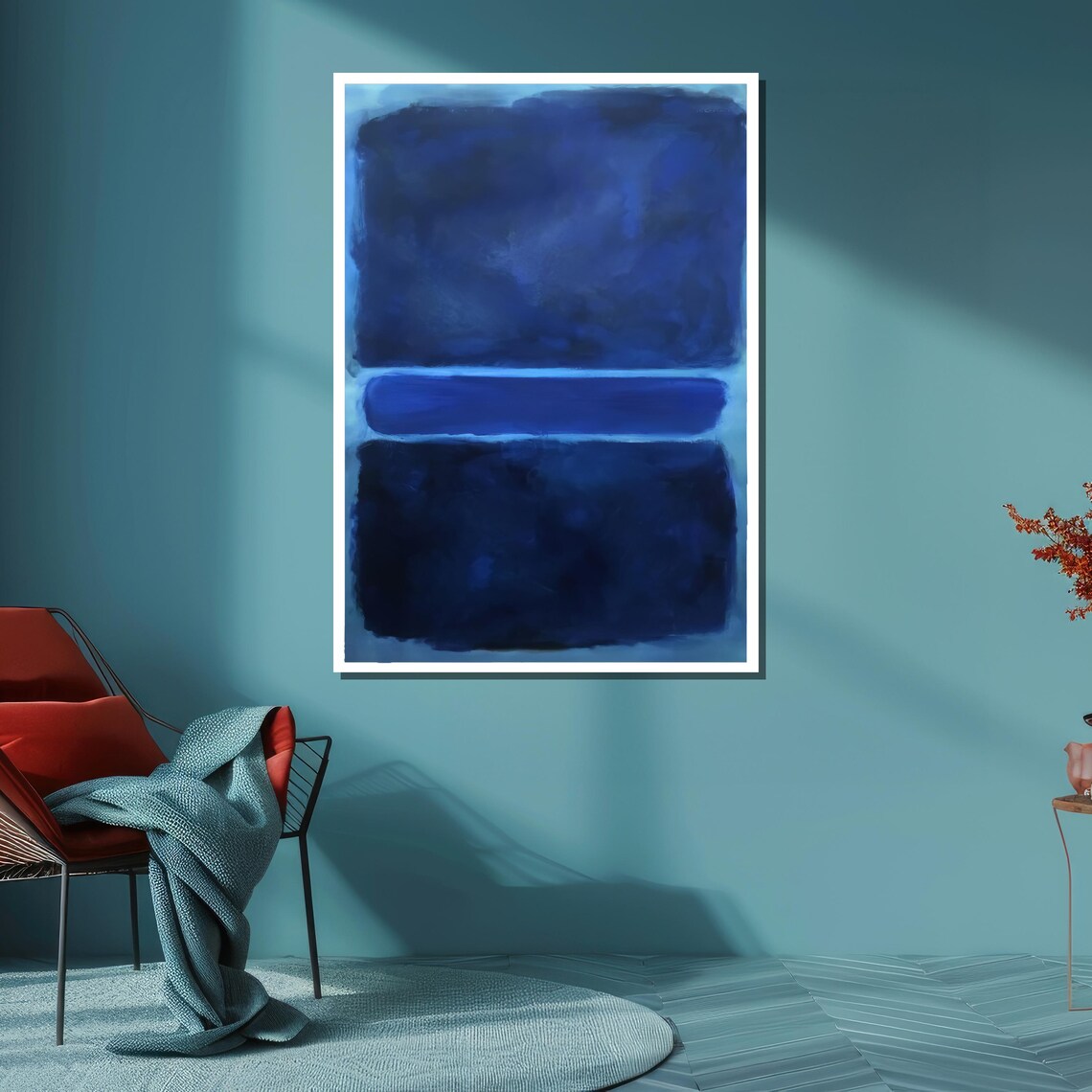 Deep Blue Abstract Color Field Painting Modern Minimalist Art Poster - Image 6