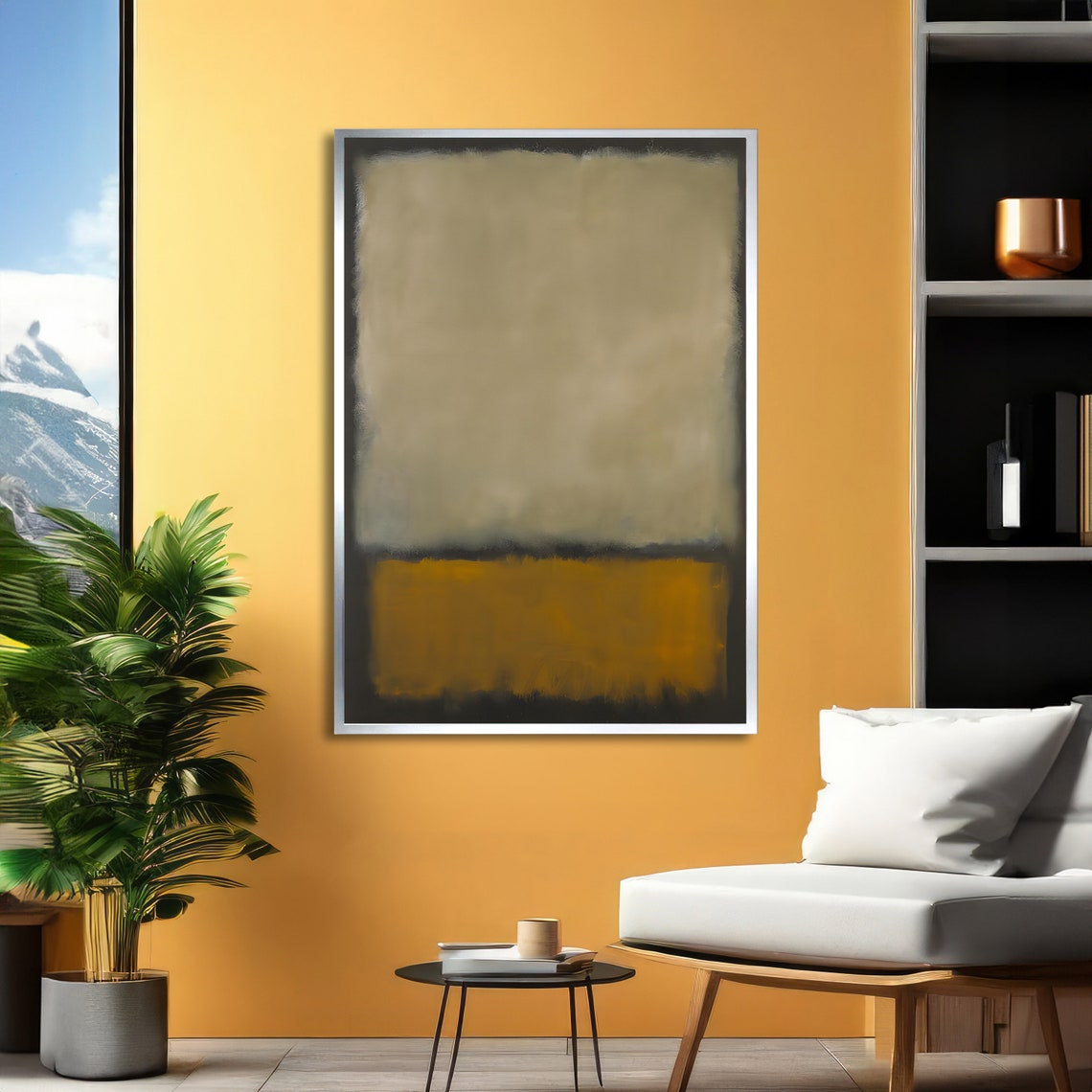 Warm Golden Yellow and Teal Grey Rothko Style Abstract Poster - Image 2