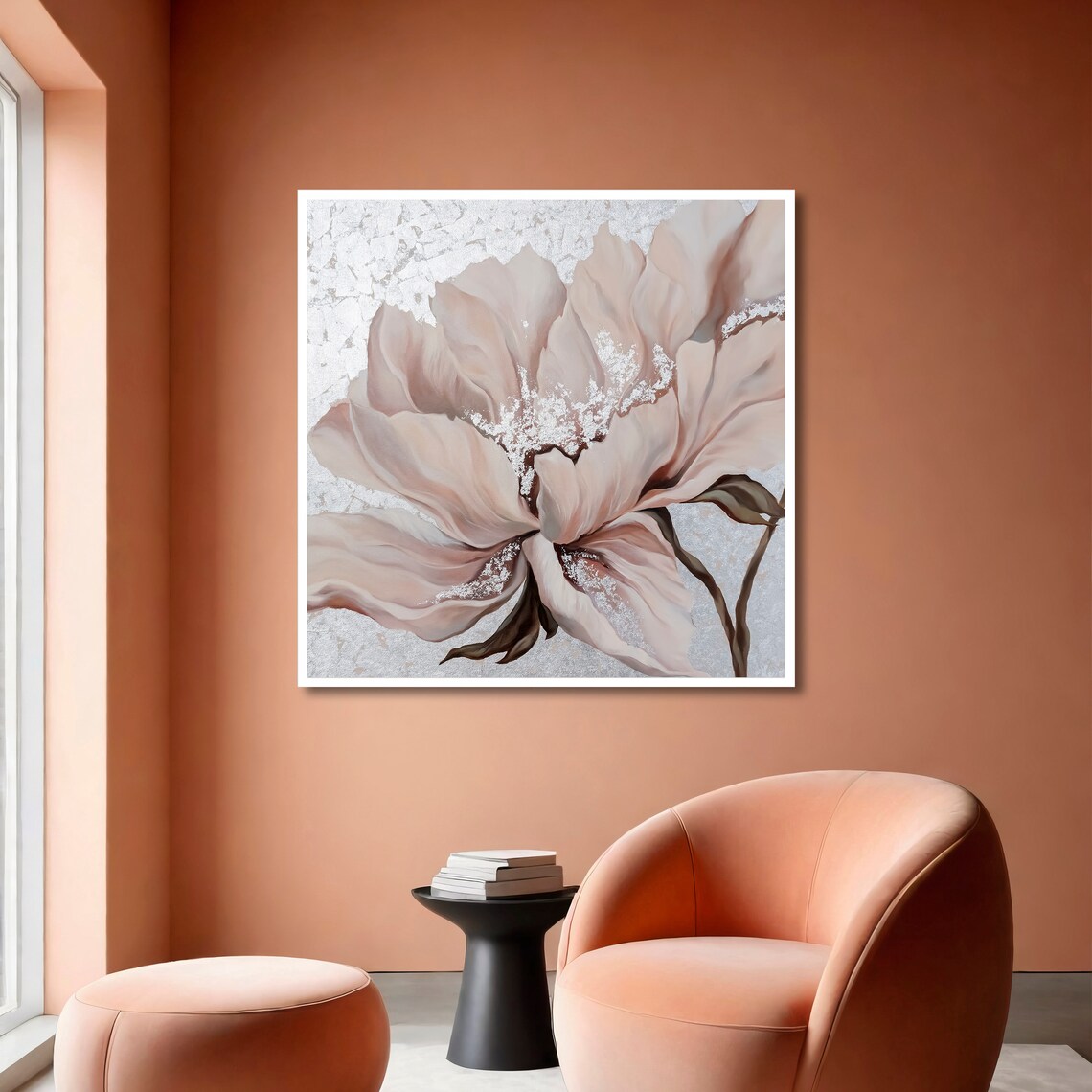 Blush Pink Peony With Silver Shimmer Elegant Floral Bloom Art Poster - Image 6