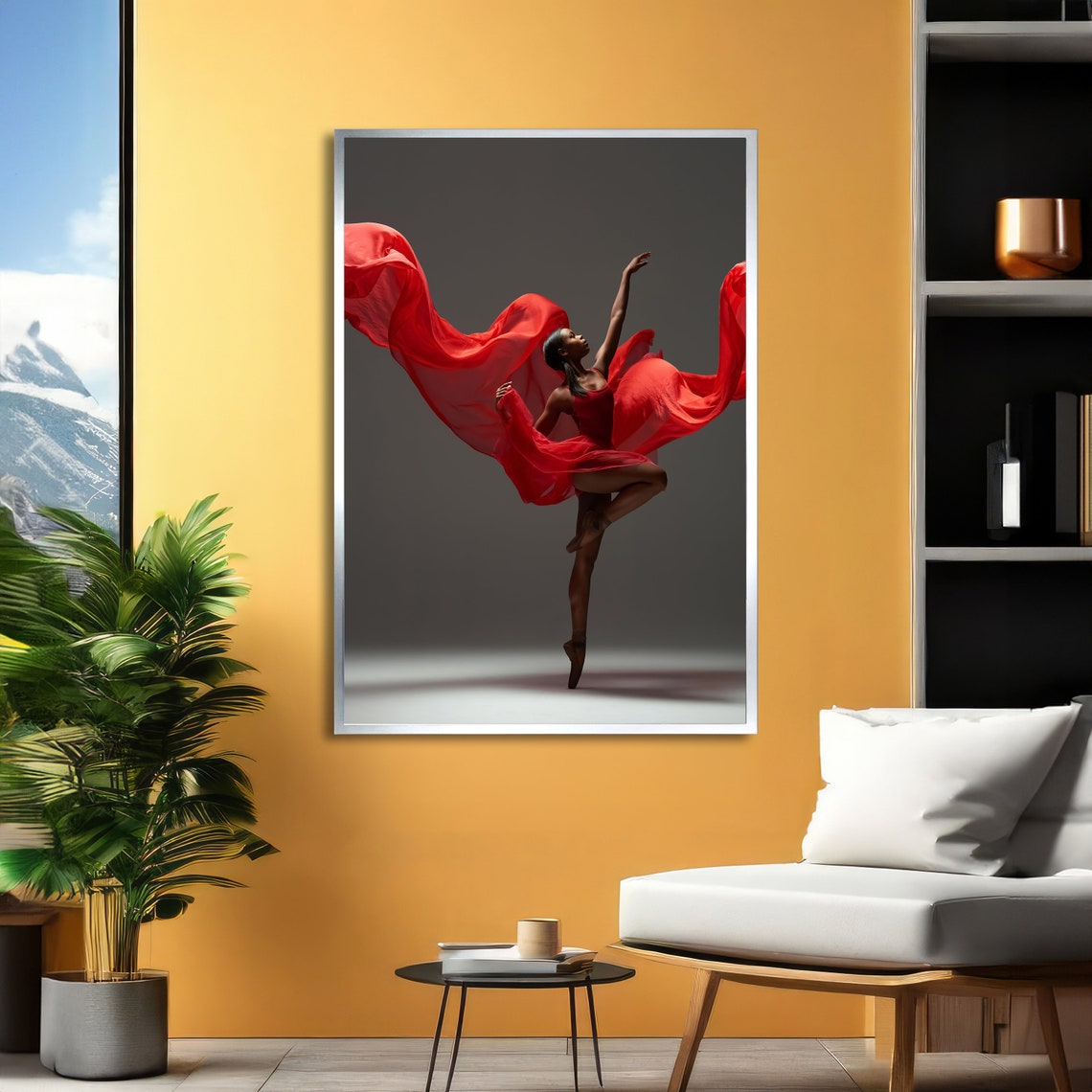 Graceful Ballerina In Red Elegant Dance Art Ballet Wall Art Wall Art Design Ready To Hang Decoration - Image 3