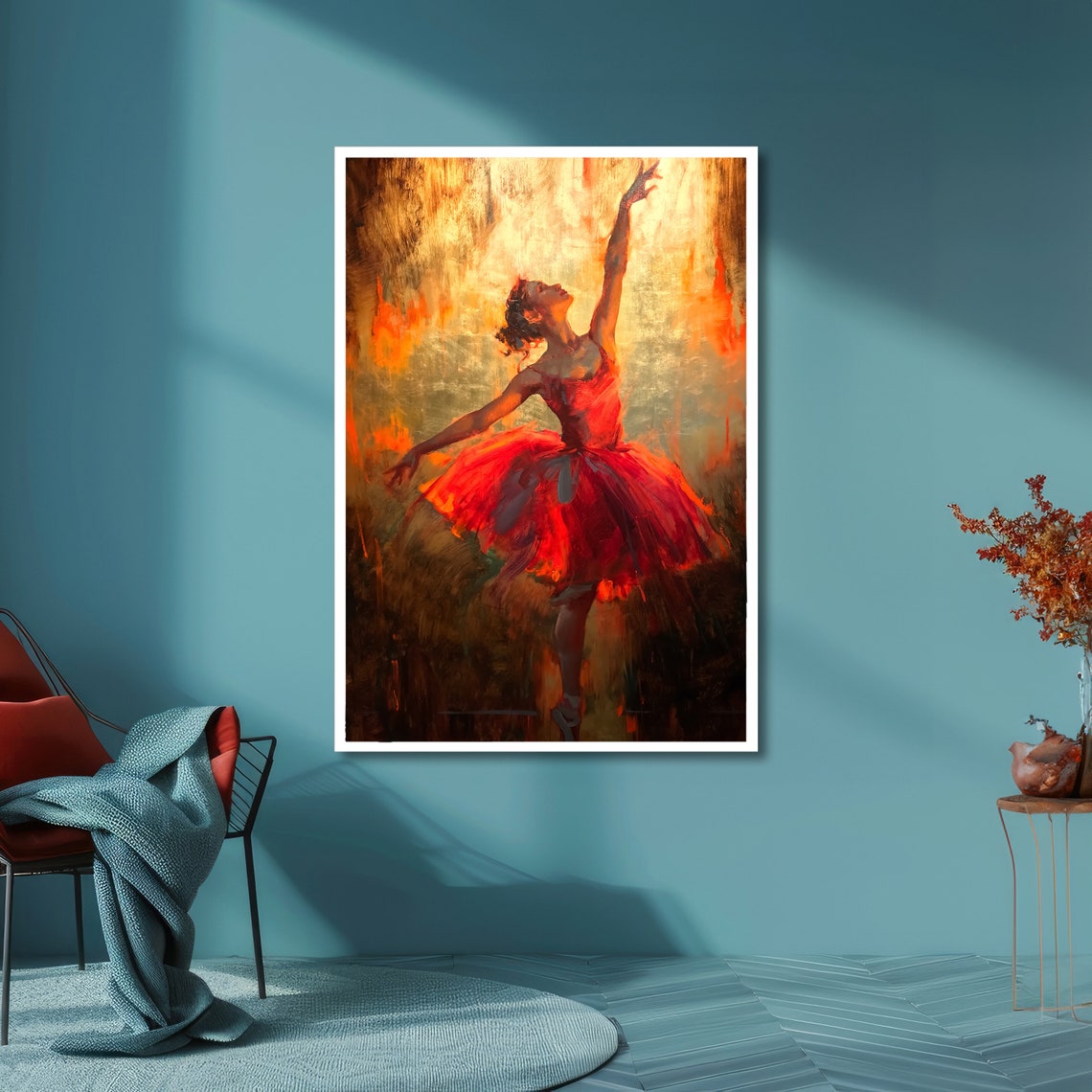 Fiery Grace Ballerina Art Red Dress Ballet Wall Print Dance Movement Poster Wall Art Design Ready To Hang Decoration - Image 5