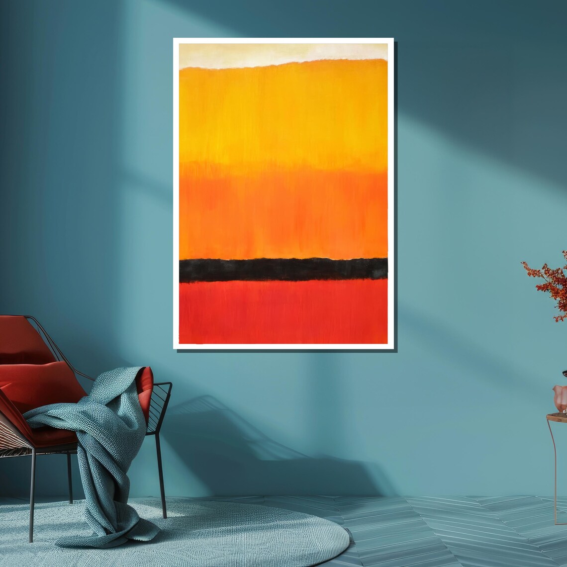 Vibrant Rothko Inspired Abstract Yellow and Red Color Field Art Poster - Image 6