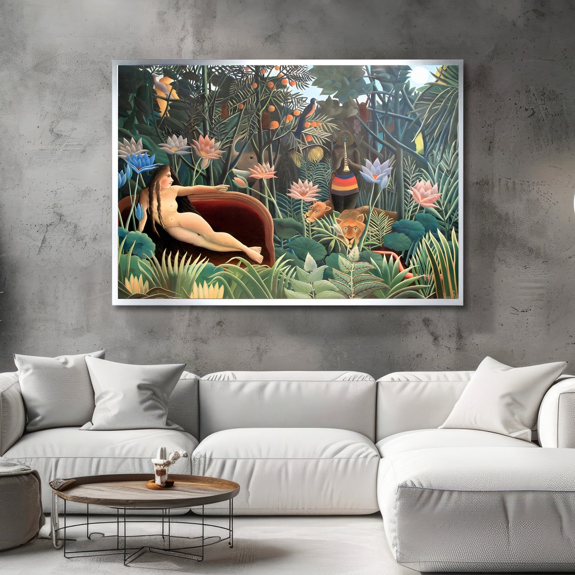 The Dream Rousseau Woman Reclining in Jungle with Lions Poster - Image 2